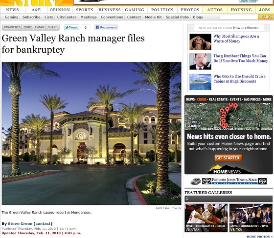 green valley ranch manager files for bankruptcy