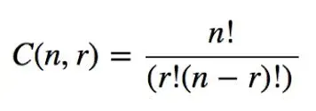 A formula to determine the total number of combinations that exist for any given set of numbers and the subset of numbers