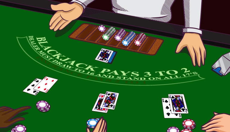 Blackjack betting and casino gamble conceptual idea with diamonds