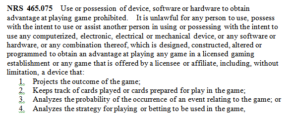 Nevada law cheating