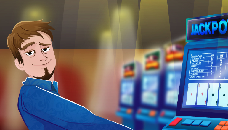 Video Poker player with a smile on his face