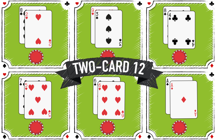 Two Cards versions that creates a 12 at blackjack