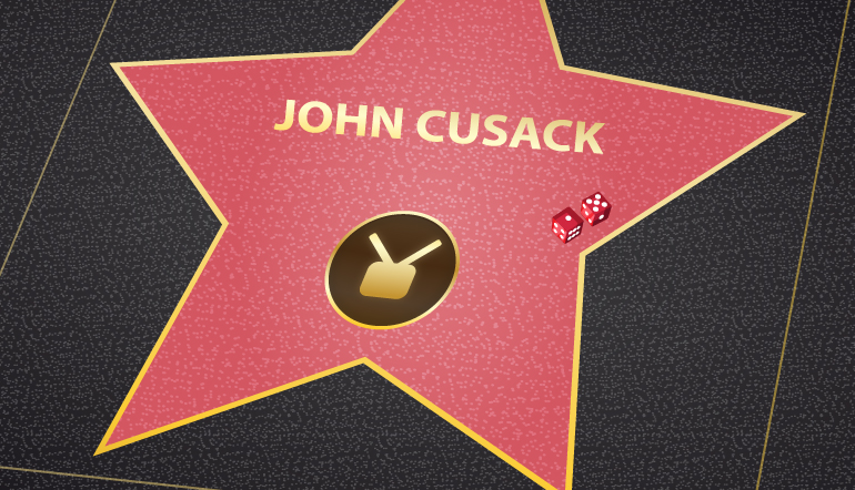 John Cusack walk of fame star with craps dice on it