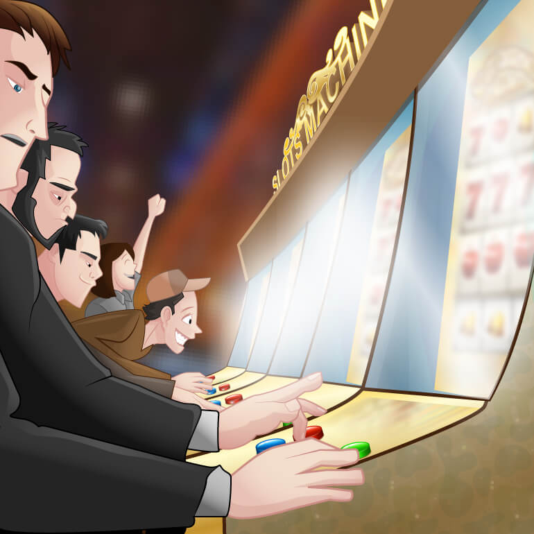 Casino players plays on the slot machines