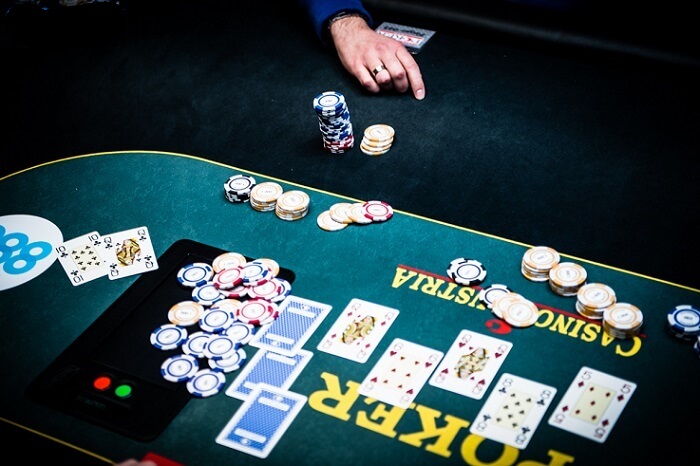 casino chips up on a poker table