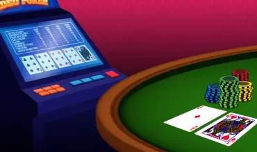Video Poker machine near to a Blackjack table