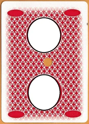 An image of a back of a card - the top border is much wider than the bottom border