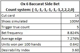 ox 6 baccarat side bet count system