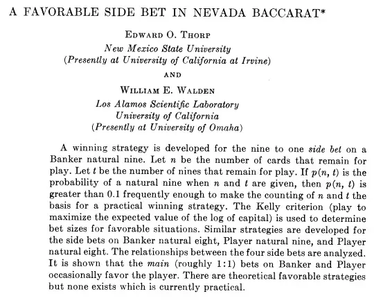 a favorable side in nevada baccarat