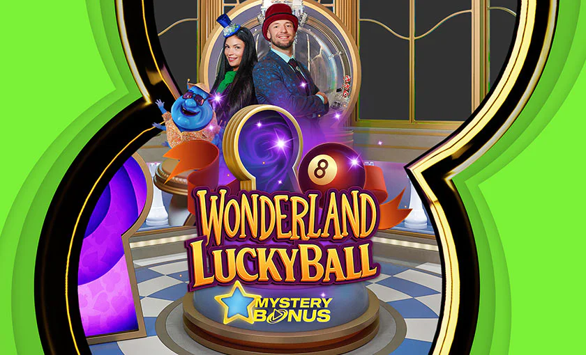 Promoción Wonderland Lucky Ball en 888casino mostrando giros gratis y bonos